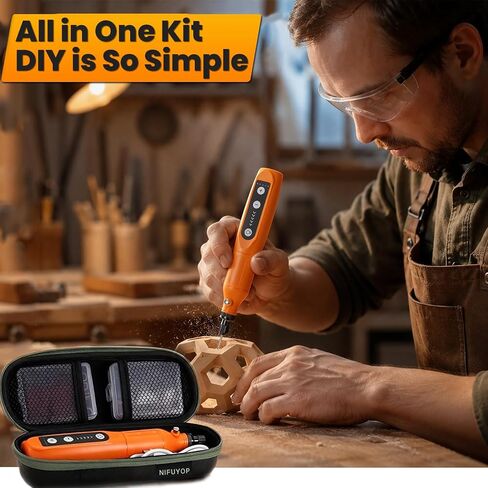 Mini Cordless Rotary Tool, 5-Speed 3.7V Rechargeable Rotary Tool Kit with 68 Accessories, Type-C Charging & LED Light with Hard Case for Sanding, Polishing, Drilling, Etching, Engraving, DIY Crafts in Kuwait