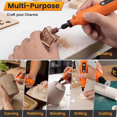 Mini Cordless Rotary Tool, 5-Speed 3.7V Rechargeable Rotary Tool Kit with 68 Accessories, Type-C Charging & LED Light with Hard Case for Sanding, Polishing, Drilling, Etching, Engraving, DIY Crafts in Kuwait