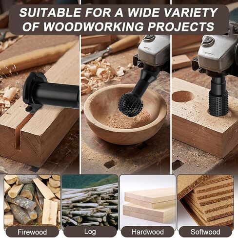 3 PCS Sphere Rotary Burr Set, Upgraded Wood Grinder Ball Gouge with 5/8-11 Thread for 4-1/2" & 5" Angle Grinder Attachments, Wood Carving Burrs for Slotting Engraving & Polishing in Kuwait