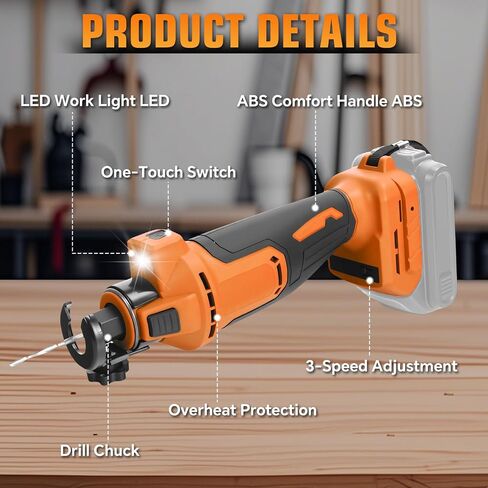 Cordless Drywall Cut-Out Tool for Dewalt 20v Battery, 30000 RPM Brushless Drywall Cutting Tool,LED Light, Adjustable Depth, Drywall Rotary Tool for Sheetrock,Wood in Kuwait
