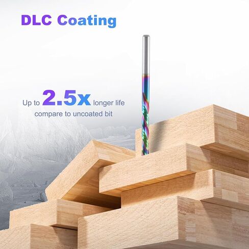 5 Pcs Compression Router Bits 1/8 Inch Shank | 2 Flute Up Down Cut End Mill, CNC Carbide Milling Cutter with DLC Coating for Engraving Milling 3D Sculpturing Roughing in Kuwait