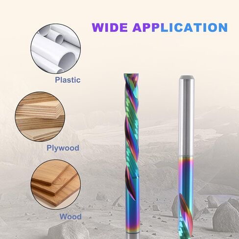 5 Pcs Compression Router Bits 1/8 Inch Shank | 2 Flute Up Down Cut End Mill, CNC Carbide Milling Cutter with DLC Coating for Engraving Milling 3D Sculpturing Roughing in Kuwait