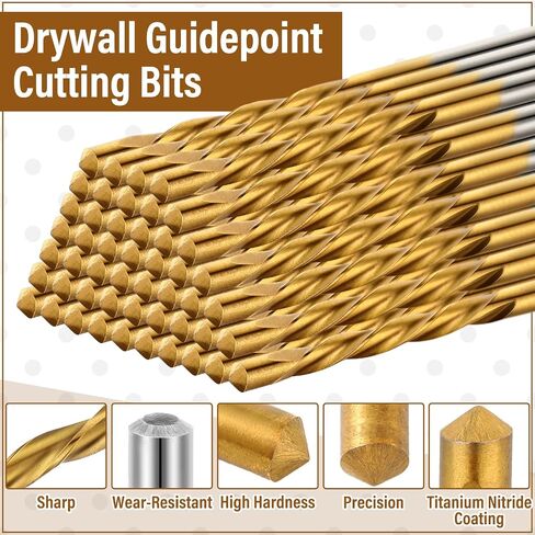 Tondiamo 1 Pcs Drywall Cutting Bit 1/8" Drywall Rotor Tips Drill Bits Titanium Nitride High Speed Steel Guide Point Cut Tools for Use with Spiral Saw in Kuwait