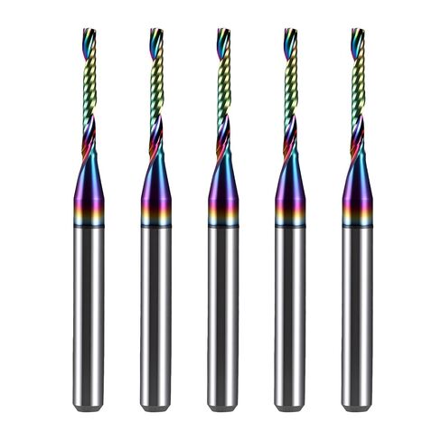 O Flute Upcut Spiral Router Bit 1/8 Inch Shank 1/16" Cutting Dia. 1/2" CL. 1-1/2"OVL. Carbide Single Flute CNC Router Bit with DLC Coating, Up Cut Milling Cutter Ideal for Wood, MDF and PVC(5 Pack) in Kuwait