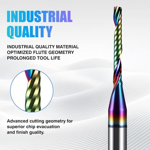 O Flute Upcut Spiral Router Bit 1/8 Inch Shank 1/16" Cutting Dia. 1/2" CL. 1-1/2"OVL. Carbide Single Flute CNC Router Bit with DLC Coating, Up Cut Milling Cutter Ideal for Wood, MDF and PVC(5 Pack) in Kuwait