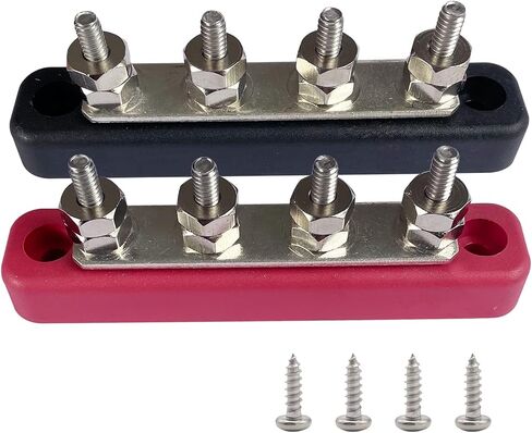 4 Terminals Brass Bus Bar, 4.2" Power and Ground Distribution Block Brass BusBar Battery Junction for Car Boat and More (1 Pair) in Saudi Arabia