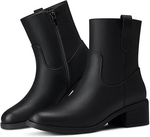 SHIBEVER Ankle Boots for Women: Comfort Arch Support Slip on Short Booties | 2026 Brown Black Tan Cushioned Dressy Casual Work Travel Shopping Outdoor Low Heel Side Zipper Shoes for Womens Woman Ladies in Kuwait