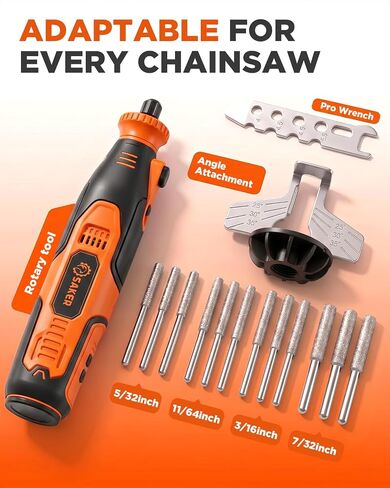Saker Cordless Rotary Tool Kit,Electric Chainsaw Sharpener | Chain Saw Sharpener Tool with 12 File Sharpening Wheel Bits,Rotary Tool Kit with 5-Speed for Sanding, Polishing, DIY(126 PCS) in Kuwait