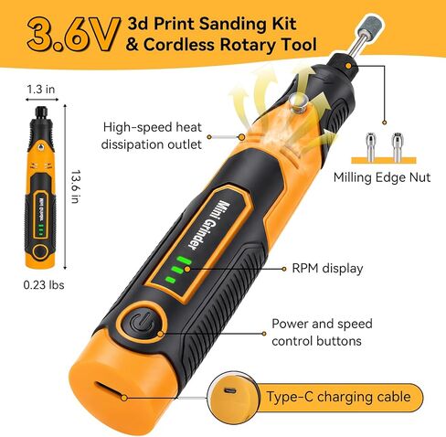 Mini Cordless Rotary Tool 3.6V, Power Rotary Tools for Resin 3D Prints with 58 Attachments – Compact Sanding, Polishing & Drilling Kit for Cured Resin Models, Etching, Engraving, DIY Crafts in Kuwait