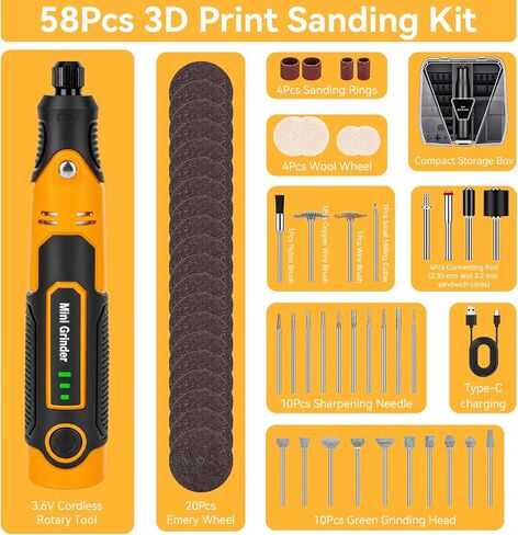 Mini Cordless Rotary Tool 3.6V, Power Rotary Tools for Resin 3D Prints with 58 Attachments – Compact Sanding, Polishing & Drilling Kit for Cured Resin Models, Etching, Engraving, DIY Crafts in Kuwait