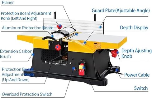 220V Bench Planer Electric Planer 1800W, 6-inch Bench Woodworking Planer, Multi-Function Electric Planer Drilling and milling Machine in Kuwait