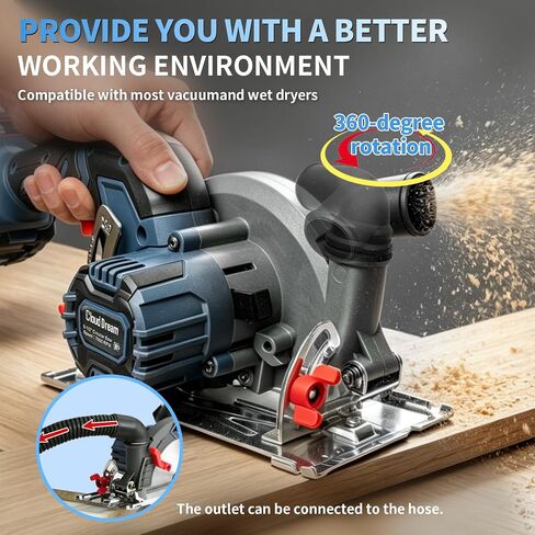 CloudDream 6-1/2" Cordless Circular Saw, 21V Brushless Circular Saw Kit with 2 x 4.0Ah Batteries, Fast Charger, 3 Blades, LED Light, 7000 RPM, 0-45° Bevel, 2-1/4" Max Cut Depth for Wood DIY in Kuwait