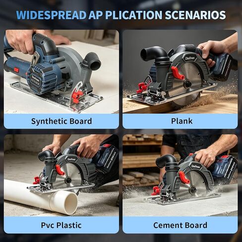 CloudDream 6-1/2" Cordless Circular Saw, 21V Brushless Circular Saw Kit with 2 x 4.0Ah Batteries, Fast Charger, 3 Blades, LED Light, 7000 RPM, 0-45° Bevel, 2-1/4" Max Cut Depth for Wood DIY in Kuwait