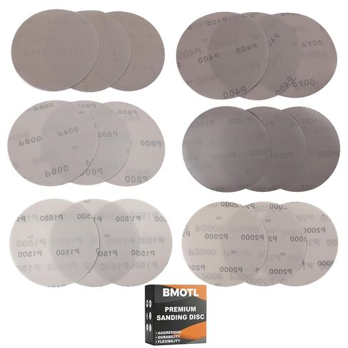 6 Inch Film Sanding Discs: 320 400 600 800 1000 1500 2000 Grit Assortment | 100Pcs, No-Hole Hook and Loop Sandpaper Disc, Premium Zirconia, Wet Dry Sand Paper for DA & Random Sander Automotive/Mteal in Kuwait