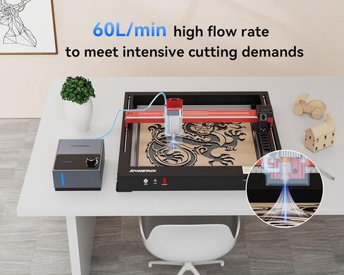 ATOMSTACK F80 Air-Assisted 10-60L/min Laser Air Support Pump is Used in Laser Cutting Machine to Carve Faster and Deeper Air Flow, Lower Noise and Vibration in Kuwait