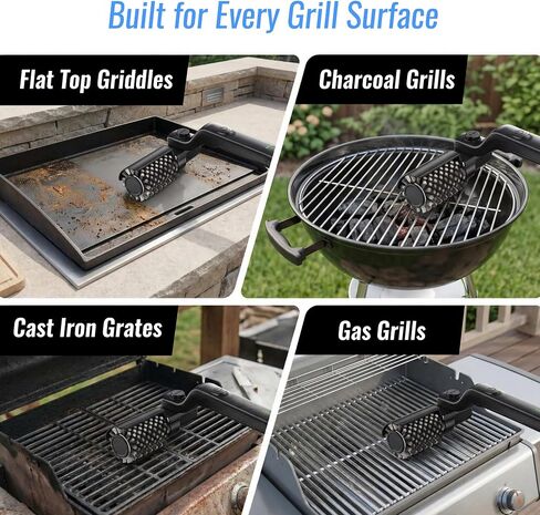 Electric Grill Brush Cleaner for BBQ Outdoor Grill - Motorized Rotary Automatic Spin Scrubber with Stainless Steel Head - Cordless Rechargeable Power Tool 3 Speed Cleaning Barbecue Grills in Kuwait
