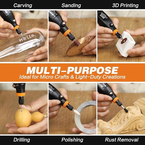 Cordless Rotary Tool Kit, 3-Speed Mini Rotary Tool with 70 Accessories, Type-C Charging, Portable for 3D Printing Finishing, Small DIY Crafts, Engraving, Polishing, and Sanding in Kuwait