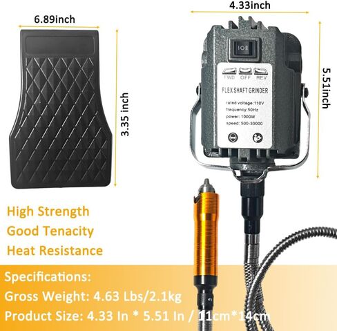 1000W Flex Shaft Rotary Tool with 500-30000RPM Hanging Grinder | 1000W power motor, 500-30000RPM speed, stepless foot pedal control, metal flexible shaft, jewelry craft grinding kit in Kuwait