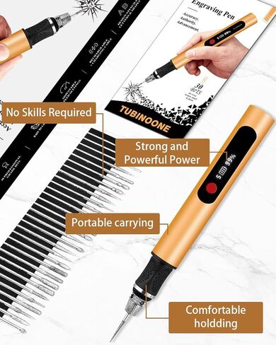 Engraving Pen for Metal Wood Glass Plastic, Engraving Tool 44Kits, 5 Speeds Up to 30000RPM, USB Rechargeable Engraver Kit Craft Gifts for Teens Adults Beginner with Guide Book, Silver in Kuwait