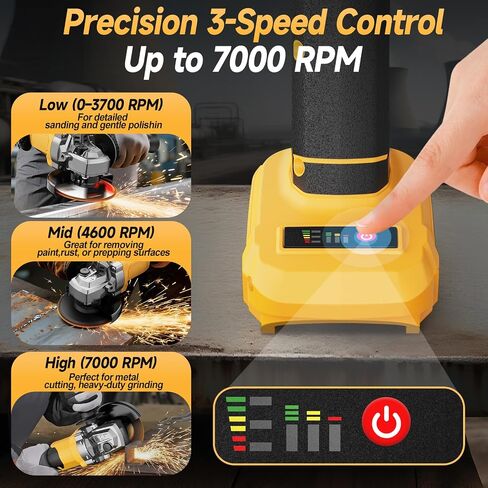 Cordless Angle Grinder, Brushless 4-1/2" Power Grinder Compatible with DeWalt 20V MAX Battery, 3-Speed, 7000 RPM, for Cutting, Grinding, Polishing – Tool Only (Battery Not Included) in Kuwait