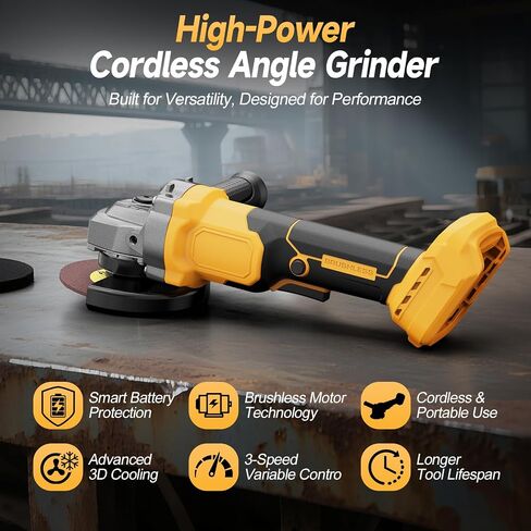 Cordless Angle Grinder, Brushless 4-1/2" Power Grinder Compatible with DeWalt 20V MAX Battery, 3-Speed, 7000 RPM, for Cutting, Grinding, Polishing – Tool Only (Battery Not Included) in Kuwait