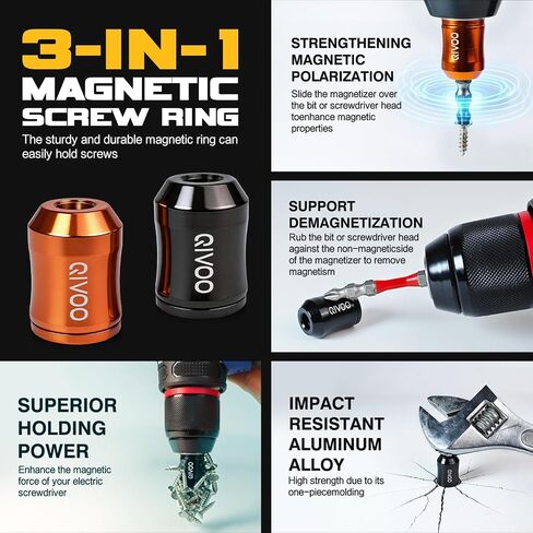 2 Pack Magnetic Bit Holder,N52 Bit Magnetizer for Drill & Impact Driver,Anti-Drop Screw Ring for Tight Spaces,Furniture Assembly & Home Repair in Kuwait