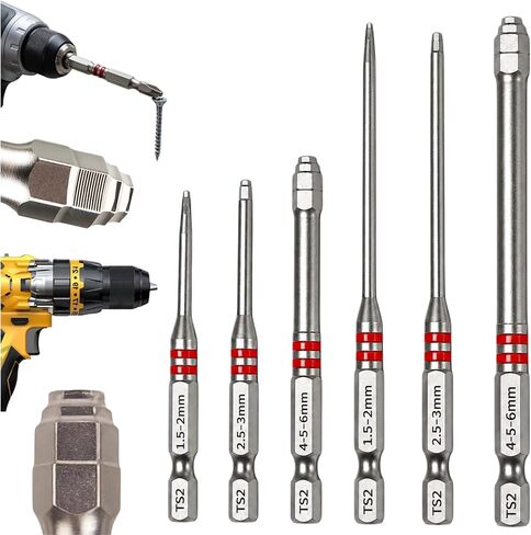 6-Piece Magnetic Hex Shank Screwdriver Bits Set – Pagoda-Shaped Design, High Torque, Wear-Resistant, Compatible with Electric Drills, Screwdrivers & Wrenches for DIY & Professional Use in Kuwait