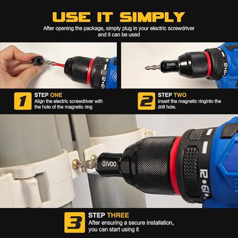 2 Pack Magnetic Bit Holder,N52 Bit Magnetizer for Drill & Impact Driver,Anti-Drop Screw Ring for Tight Spaces,Furniture Assembly & Home Repair in Kuwait