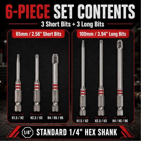 6-Piece Magnetic Hex Shank Screwdriver Bits Set – Pagoda-Shaped Design, High Torque, Wear-Resistant, Compatible with Electric Drills, Screwdrivers & Wrenches for DIY & Professional Use in Kuwait