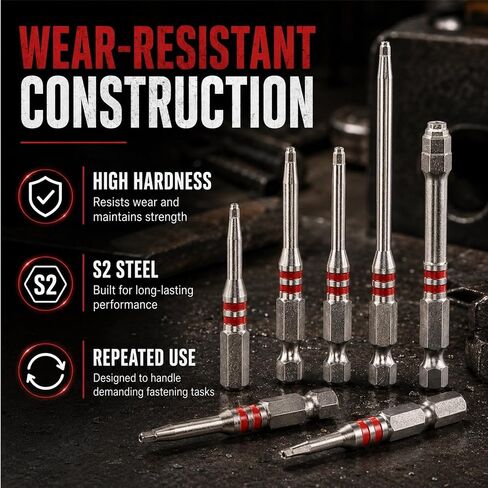 6-Piece Magnetic Hex Shank Screwdriver Bits Set – Pagoda-Shaped Design, High Torque, Wear-Resistant, Compatible with Electric Drills, Screwdrivers & Wrenches for DIY & Professional Use in Kuwait