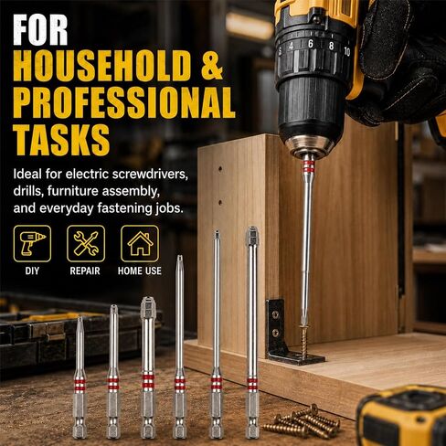 6-Piece Magnetic Hex Shank Screwdriver Bits Set – Pagoda-Shaped Design, High Torque, Wear-Resistant, Compatible with Electric Drills, Screwdrivers & Wrenches for DIY & Professional Use in Kuwait
