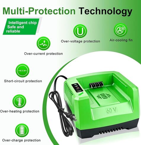 DTK Fast Charging Replacement for Greenworks 60V Chargers CH60R00 CH60DP01 2936902 60DPC10A Rapid Ultra Turbo Battery Charger in Kuwait