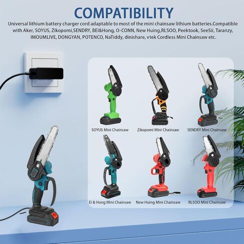 21V Mini Chainsaw Lithium ion Battery Charger Compatible with SOYUS, Saker | Power Adapter for Zikopomi, SENDRY, BEI&Hong, New Huing, RLSOO, Peektook, SeeSii, Taranzy, IMOUMLIVE Cordless in Kuwait