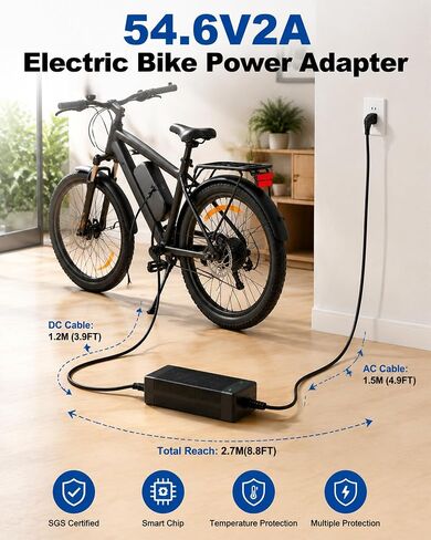 54.6V 2A Fast Electric Bicycle Charger for 48V Ebike Battery, 5 Adapter Plugs, Overcharge Protection, Replacement Charger Compatible with Ecotric City/Beach, Lectric XP 2.0/3.0, Evercross H5/H7 in Kuwait