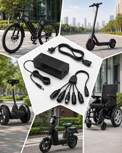 54.6V 2A Fast Electric Bicycle Charger for 48V Ebike Battery, 5 Adapter Plugs, Overcharge Protection, Replacement Charger Compatible with Ecotric City/Beach, Lectric XP 2.0/3.0, Evercross H5/H7 in Kuwait