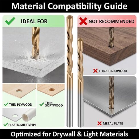 1/8 Inch Drywall Bits 50PCS, Guide Point Cutting Router Bits for Drywall Thin Soft Wood Use, Spiral Saw Tip Bit Brocas para Drywall Set (50PCS Gold Style) in Kuwait