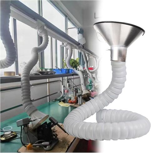Adjustable 4" 6" 8" OD Smoke Flexible Duct Collector Arm with Stainless Steel Hood, Fume Extractor Hose for Beauty Salon, 8.2FT Length, Articulated Design in Kuwait