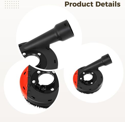 Angle Grinder Dust Shroud 5 in, 125 Type Grinder Dust Collector with Dual Ports, Brush Loop and Detachable Edge, Fits 4.7 in / 12 cm Discs, Lightweight Plastic Material for Surface Grinding in Kuwait