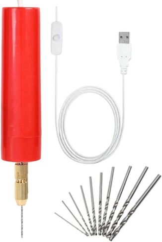 for MINI Electric Drill Set with 13 Bits for Resin, Wood, Jewelry, Paper, Metal Sheets, for acrylic and Aluminum Projects with Quick Change Chuck and Extended Cord (red) in Kuwait