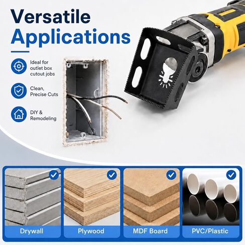 2 Pack Upgrade Drywall Outlet Cutter, Square Slot Cutter for Outlet Boxes | Compatible with DeWalt 20V Milwaukee M18 Oscillating Multi-Tool, Faster Outlet Box Openings in Drywall, Sheetrock and Wood in Kuwait