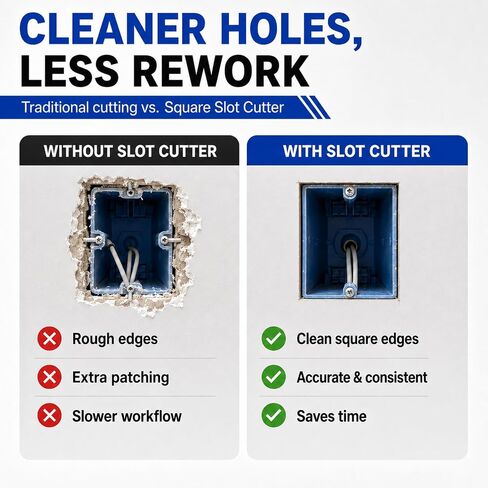 2 Pack Upgrade Drywall Outlet Cutter, Square Slot Cutter for Outlet Boxes | Compatible with DeWalt 20V Milwaukee M18 Oscillating Multi-Tool, Faster Outlet Box Openings in Drywall, Sheetrock and Wood in Kuwait