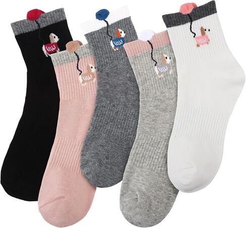 6 Pairs Cat Socks for Women Kitten Embroidered Funny Socks Animal Crew Sock for Cats Lovers Gift in Saudi Arabia