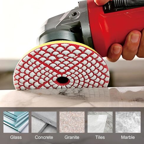 4" Diamond Dry Polish Pads Set, 7 Pcs 50-3000 Grit for Grinder | 5/8"-11 Backer Pad Included; Complete Polishing Pad Kit for Granite Marble Concrete Stone Quartz Surfaces in Kuwait