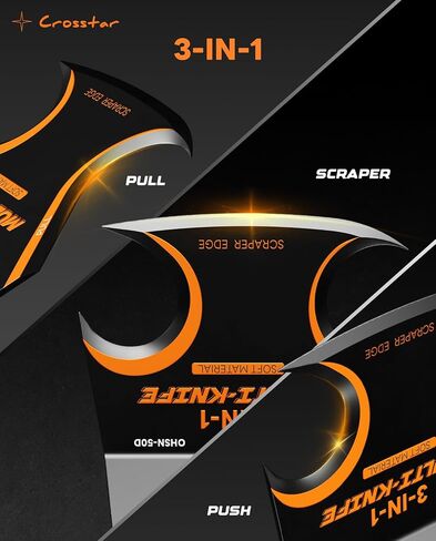 Crosstar 4PCS Oscillating Multi-Tool Hook Knife Blade, Push, Pull, and Scrape—3-in-1 Rigid Scraper & Knives, Suitable for Cutting Carpet, Adhesive Residue, Tiles, Cardboard, Asphalt Shingles in Kuwait