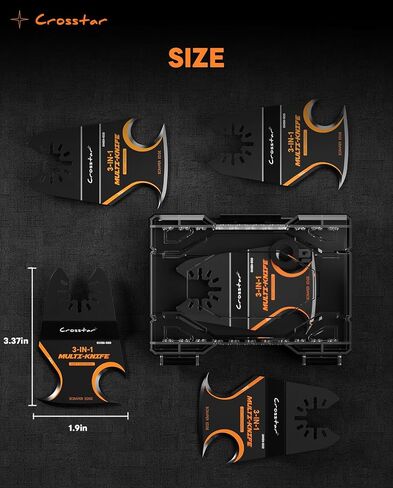 Crosstar 4PCS Oscillating Multi-Tool Hook Knife Blade, Push, Pull, and Scrape—3-in-1 Rigid Scraper & Knives, Suitable for Cutting Carpet, Adhesive Residue, Tiles, Cardboard, Asphalt Shingles in Kuwait