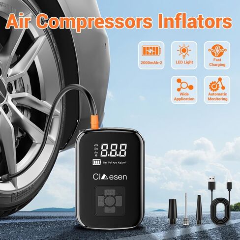 Tire Inflator Portable Air Compressor 2X Fast (Black) in Kuwait