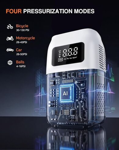 Portable Electric Air Pump, Max 130PSI Cordless Inflator, for Car Tires, Motorcycles, Bicycles, Balls in Kuwait