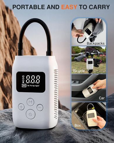 Portable Electric Air Pump, Max 130PSI Cordless Inflator, for Car Tires, Motorcycles, Bicycles, Balls in Kuwait