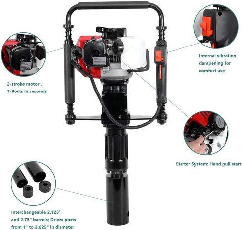 Gas Post Driver 32.7cc Pile Pounder 2 Stroke Gasoline T Post Driver Portable Petrol Post Punder Light Weight in Kuwait