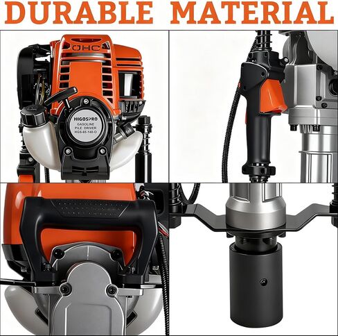 1200W 4-Stroke 37.7cc Gas T Post Driver with 2 Sleeves | 37.7cc 4-Stroke, 1200W/8500RPM, 35J Impact, 2 Sleeves (55mm, 70mm), for Farm, Ranch, Construction in Kuwait
